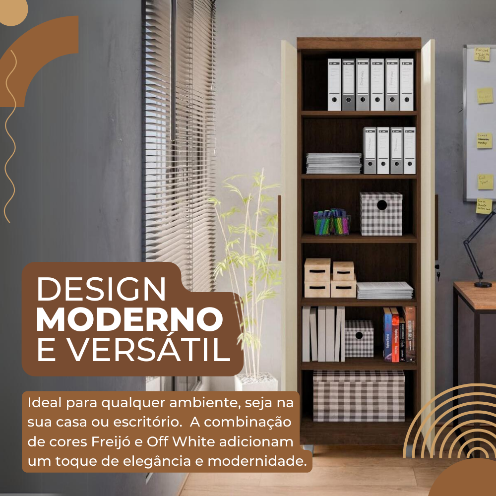 Armário Multiuso Pallas Organizador Home Office Lavanderia 2 Portas Com Fechadura