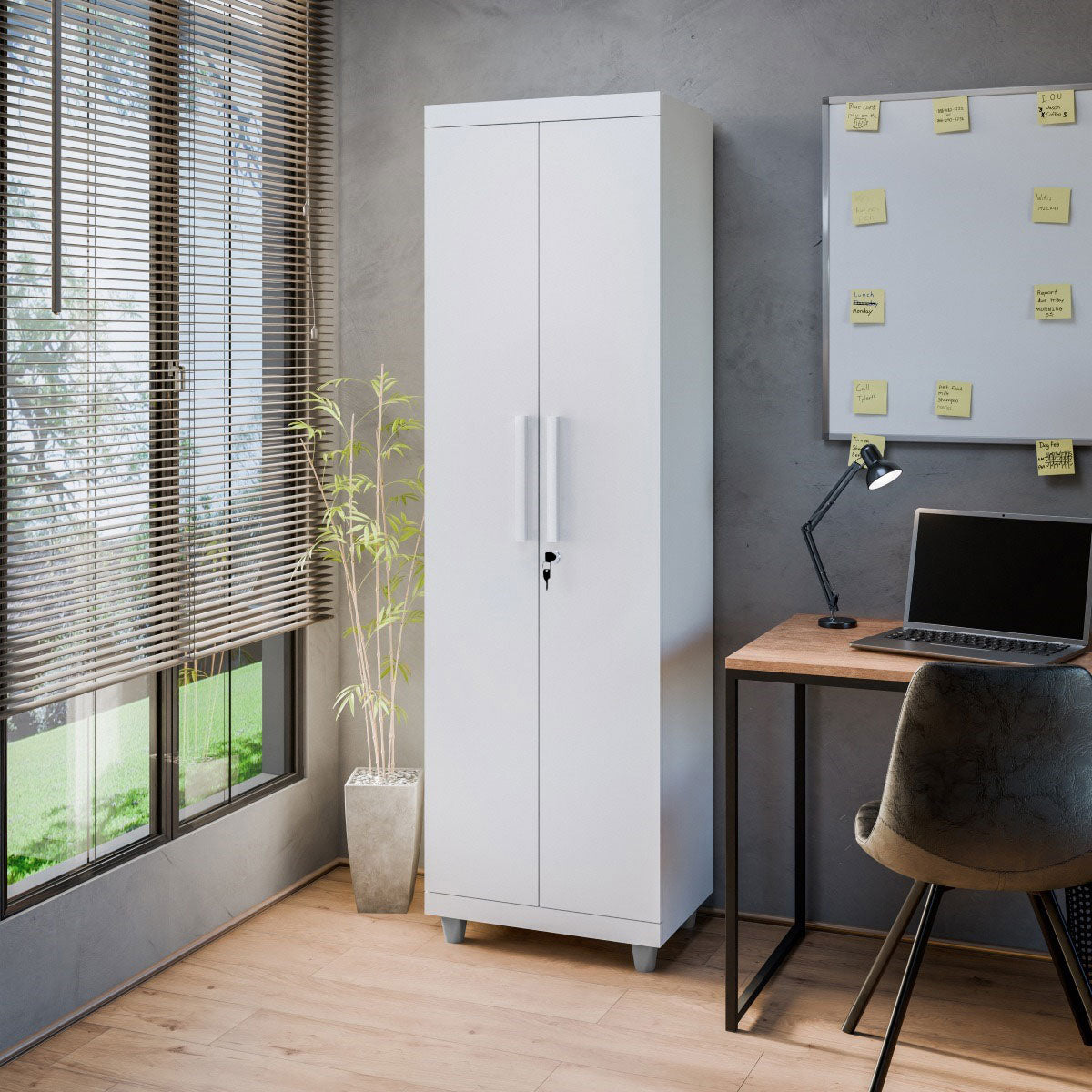 Armário Multiuso Pallas Organizador Home Office Lavanderia 2 Portas Com Fechadura