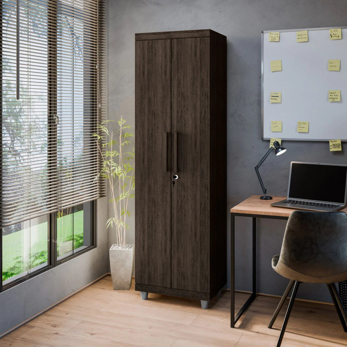 Armário Multiuso Pallas Organizador Home Office Lavanderia 2 Portas Com Fechadura