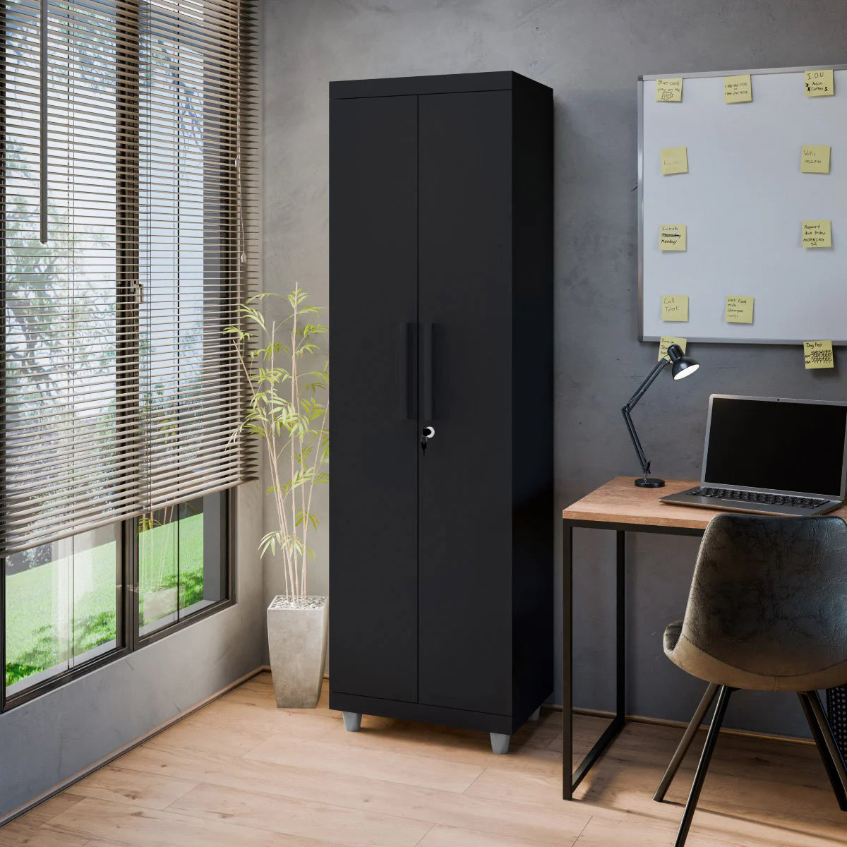 Armário Multiuso Pallas Organizador Home Office Lavanderia 2 Portas Com Fechadura