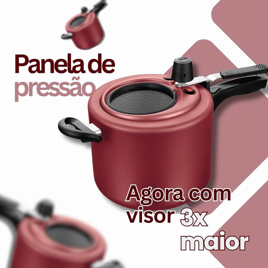 Panela de Pressão Com Visor Antiaderente (PAGUE 1 LEVE 2)
